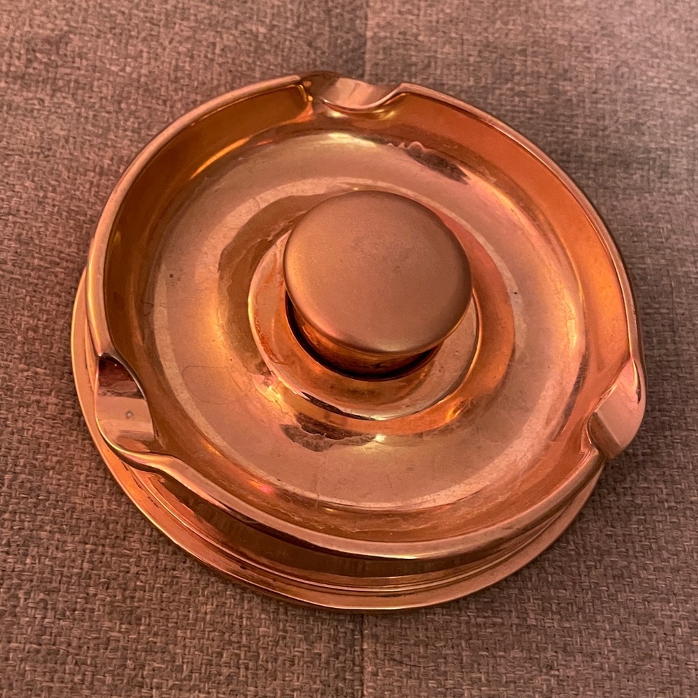 WWII Trench Art Ashtray – 1942 British 25-Pounder Artillery Solid Brass